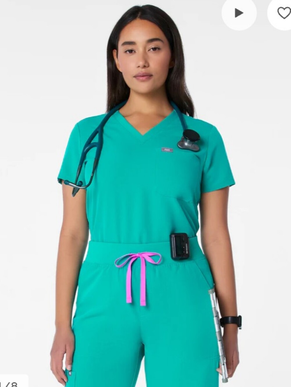 FIGS Women's Lagoon Teal Catarina Scrub Top Sz XS - Picture 5 of 7